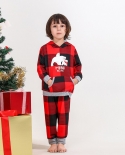 Christmas 2022 Bear Pattern Family Matching Outfits Hooded Topspants 2 Pcs Pajamas Set  Xmas Gift Family Look Thicken S