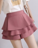 Minifaldas empalmadas con volantes a la moda, novedad de verano, ropa de mujer, informal, combina con todo, Color sólido, línea 