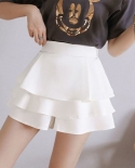  Fashion Ruffles Spliced Mini Skirts Summer New Womens Clothing Casual All Match Solid Color A Line High Waist Skirt