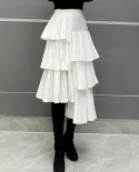 Falda de pastel en capas con volantes asimétricos a la moda, novedad de verano 2022, falda Midi elegante con pliegues combinable