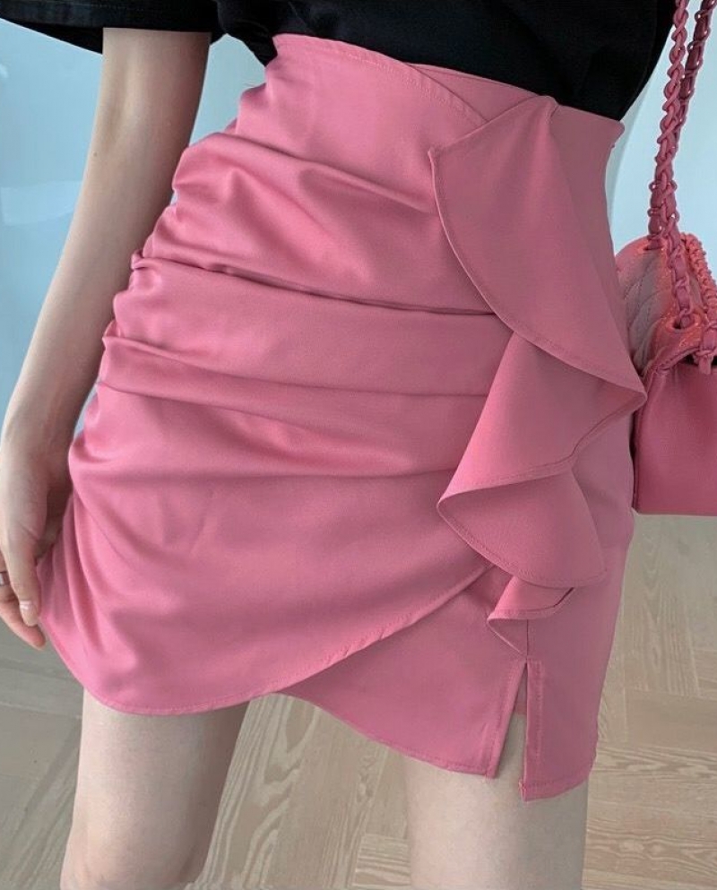 Minifaldas de empalme con pliegues asimétricos con volantes a la moda, novedad de verano 2022, elegante bolso de oficina para mu