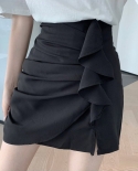 Minifaldas de empalme con pliegues asimétricos con volantes a la moda, novedad de verano 2022, elegante bolso de oficina para mu