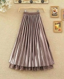  Fashion Lace Gauze Patchwork Pleated Skirt 2022 Spring Summer New Vintage Elegant High Waist Aline Midi Womens Skirt  