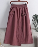 Summer Womens Urban Commuting Versatile Irregular Work Dress Button Skirt High Waist Thin Solid Color Pocket Large A Li