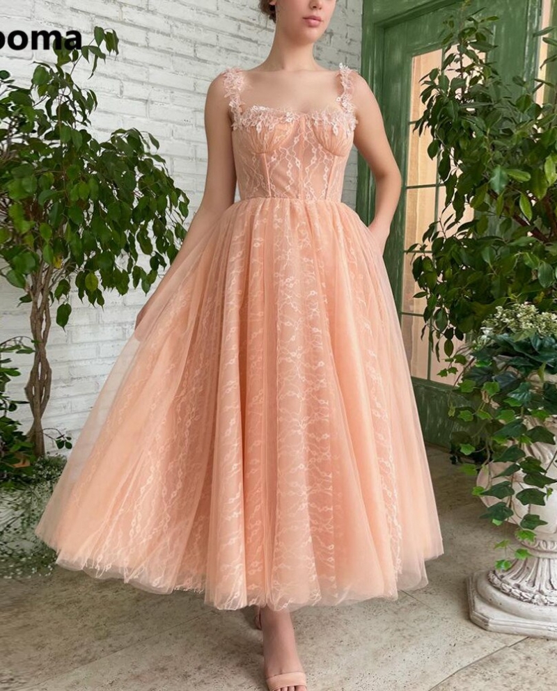 Peach sales lace gown