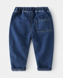 New 2022 Kids Fashion Solid Jeans Long Trousers Pants Boys Classic Denim Pants Baby Jeans Spring Autumn Casual Clothing 