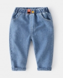 New 2022 Kids Fashion Solid Jeans Long Trousers Pants Boys Classic Denim Pants Baby Jeans Spring Autumn Casual Clothing 