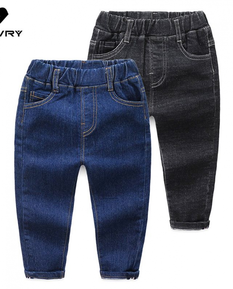 אופנה לילדים חדשים גינס מוצק מכנסיים ארוכים מכנסיים בנים מכנסי גינס קלאסיים בייבי גינס בגדי חורף סתיו ל-2 8 שנים