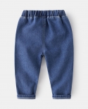 New 2022 Kids Fashion Solid Jeans Trousers Pants Boys Letter Denim Pants Baby Boys Jeans Spring Autumn Jeans Long Pants 