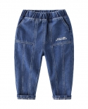 חדש 2022 ילדים אופנה מכנסיים גינס מוצק מכנסיים מכנסיים בנים אותיות גינס מכנסי גינס בייבי בנים גינס אביב סתיו גינס מכנסיים א