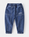 New 2022 Kids Fashion Solid Jeans Trousers Pants Boys Letter Denim Pants Baby Boys Jeans Spring Autumn Jeans Long Pants 