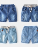 ילדים חדשים קיץ מכנסי גינס קצרים בנים אופנה מכנסי גינס מוצקים עם כיסים ילדים תינוק קזואל גינס קצר מותן אלסטי