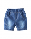 New Kids Summer Denim Shorts Boys Fashion Solid Denim Shorts With Pockets Children Baby Casual Elastic Waist Jeans Short