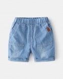 New Kids Summer Denim Shorts Boys Fashion Solid Denim Shorts With Pockets Children Baby Casual Elastic Waist Jeans Short