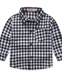Spring Autumn 2022 New Boys Long Sleeve Classic Plaid Lapel Shirts Tops With Pocket Baby Boys Casual Shirt Kids Clothing