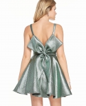 14013elegant A Line Seagrass Green Satin Boat Neck Classic Sleeveless Lady Cocktail Party Dress Prom Dress Evening Dres
