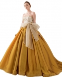 140352022 New Arrival Elegant A Line Gold Floor Length Strapless Off The Shoulder Vintage Lady Party Prom Dress Evening