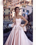 14314iena  Elegant Luxury Prom Gown Party Satin Back Bow Sweeping Train Pink Tube Top Sleeveless Seaside Wedding Party 