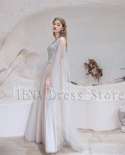 14272iena Long Cape Sleeves Chiffon Bohemian Prom Dresses 2023 Backless Vintage Crew Neck Party Gowns Plus Size Evening