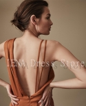 14058elegant Silk Taffeta One Shoulder Collar Women Modern Classic Casual Straight Knee Length Lady Prom Dress Evening 