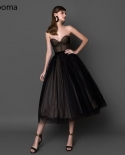 Black Polka Dots Tulle Prom Dresses Sweetheart Illusion Aline Short Party Dresses Sleeveless Tealength Evening Dresses  