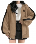 Women  Style Hoodies Zip Up Harajuku Oversized Solid Pocket Hooded Sweatshirts Autumn Long Sleeve Loose Baseball Jacket