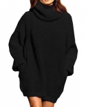 Women Autumn And Winter Long Sleeve High Neck Sweater Womens Medium Length Knitting Dress  Dresses For Women