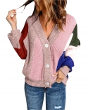 Women Color Matching Cardigan Sweater Knitting Long Sleeve Knit Cardigans Womens Cardigans Long Sleeve Sweater Coats Win