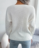 Fall Winter Long Sleeve Sweater Pullover Crew Neck Solid Color Cable Knit Chunky Casual Oversized Tops Sweaters For Wome