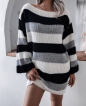 Off Shoulder Knitted Sweater Dresses For Women 2022 Autumn Winter Lantern Long Sleeve Dress Ladies Casual Sweater Dress 
