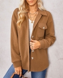 Women Long Sleeve Button Jackets Casual Solid Color Pocket Oversized Coats Fashion Winter All Matched Coat Tops Female  