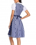 Traditional German Plaid Dirndl Dress Women Oktoberfest Costume Outfit For Adult Femme Halloween Cosplay Costumes Party 