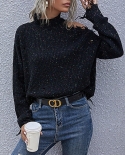 Women Casual Turtleneck Oversized Sweater Pullovers Tunic Off Shoulder Sleeve Pullover Sweater Tops Comfy Clothes For Wo