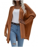 Casual Solid Color Knitted Cardigan Autumn Winter Long Sleeved Tops Women Loose Oversized Sweater Coat Female Knitted Ja