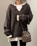 Womens V Neck Sweater Top Womens Long Sleeve Knitwear Pullover Sweatertemperament Elegant Soft Parkway Drive Sweatshir