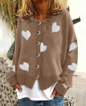 Winter Fall Knitted Cardigan Women  Fashion Chic Winter Single Breasted Love Embroidery Long Sleeve Warm Knitwear Outwea