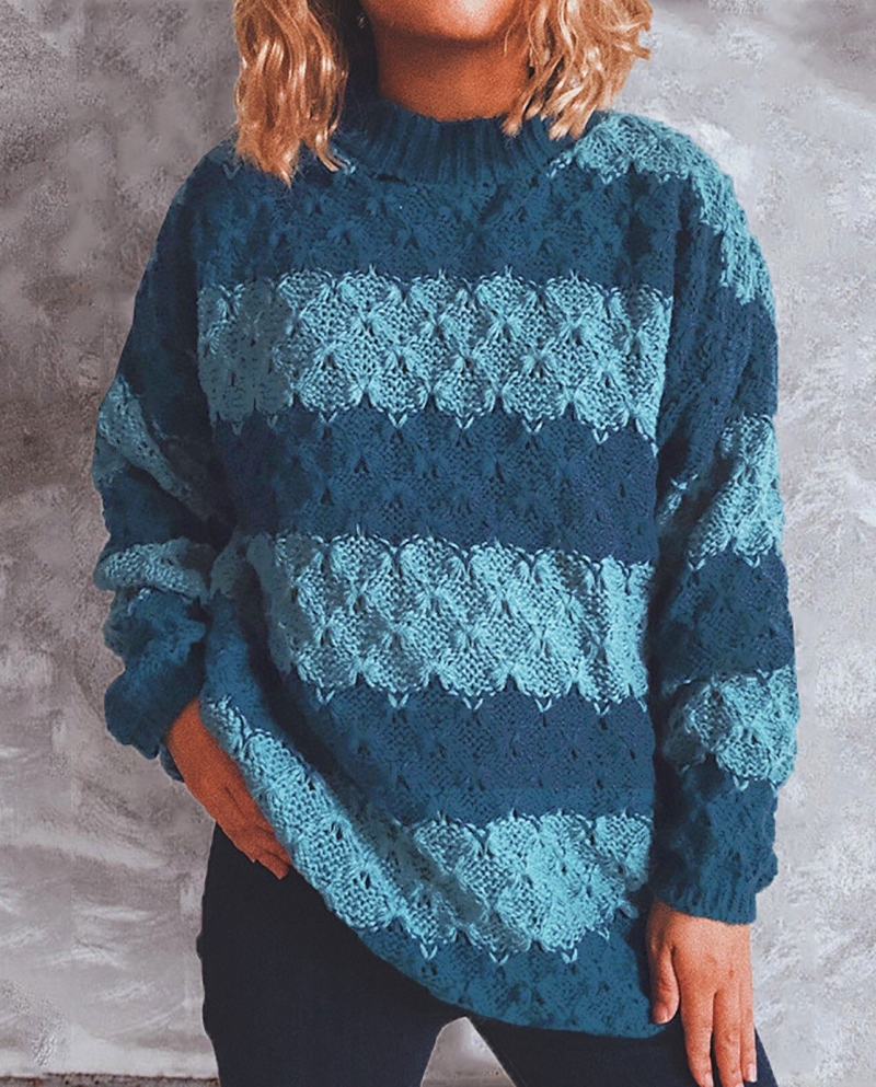 Women Oversized Sweater Pullovers Vintage Striped Loose Pullover Streetwear Autumn Winter Long Sleeve Knitted Jumper Fem