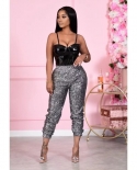 Women Pant Sequin Fashion High Street Trousers For Lady 2022 New Solid Color Spring Fall Female Leggings Streetwear