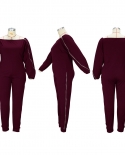 Plus Size Autumn Women Casual Long Sleeve Skew Neck Zipper Jumpsuit Overalls