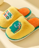 Autumn And Winter Childrens Cotton Slippers Cute Dinosaur Home Indoor Non-slip Warm Plush Slippers