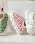 Nueva bolsa de zapatos de algodón con tela impermeable de invierno para mujer, pantuflas de algodón de suela gruesa para parejas