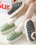 New Cotton Shoes Bag With Womens Winter Waterproof Down Cloth Home Indoor Warm Couple Thick-soled Cotton Slippers
