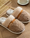 New Bow Cotton Slippers Women Autumn And Winter Home Indoor Non-slip Couple Fashion Home Fur Slippers