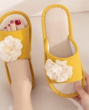 New Flowers Comfortable Breathable Home Cotton Linen Slippers
