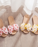 New Home Cotton Linen Slippers Breathable Outdoor Love Big Bow Comfortable Fabric Slippers