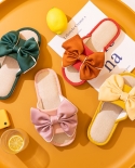 New Fashion Big Bow Comfortable Linen Floor Open-toed Slippers Womens Home Slippers
