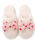 Autumn And Winter New Girl Bow Small Peach Heart Cotton Slippers Home Comfort Floor Baotou Cotton Slippers