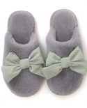 Zapatillas de algodón para el hogar cómodas y gruesas de felpa con lazo para niña nueva de otoño e invierno