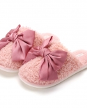 Autumn And Winter New Wool Slippers Warm Cotton Slippers Indoor Baotou Fashion Bow Slippers
