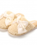 Autumn And Winter New Wool Slippers Warm Cotton Slippers Indoor Baotou Fashion Bow Slippers